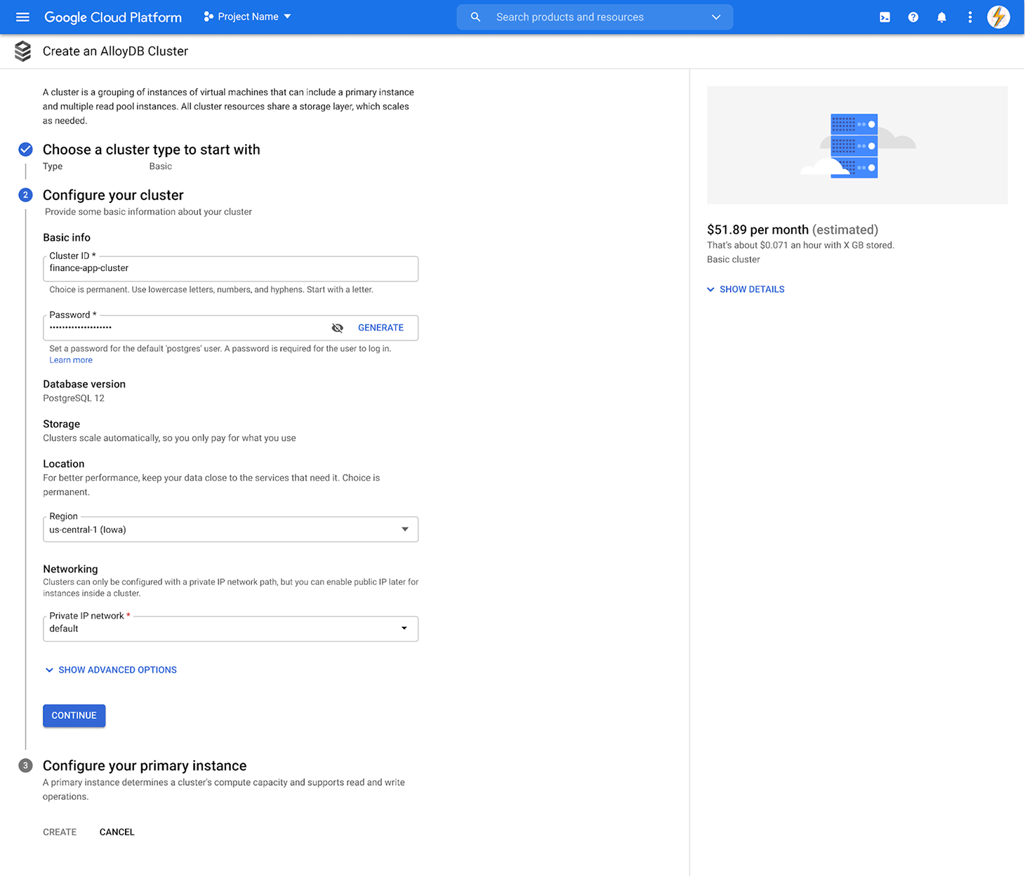 Cluster creation — step 02