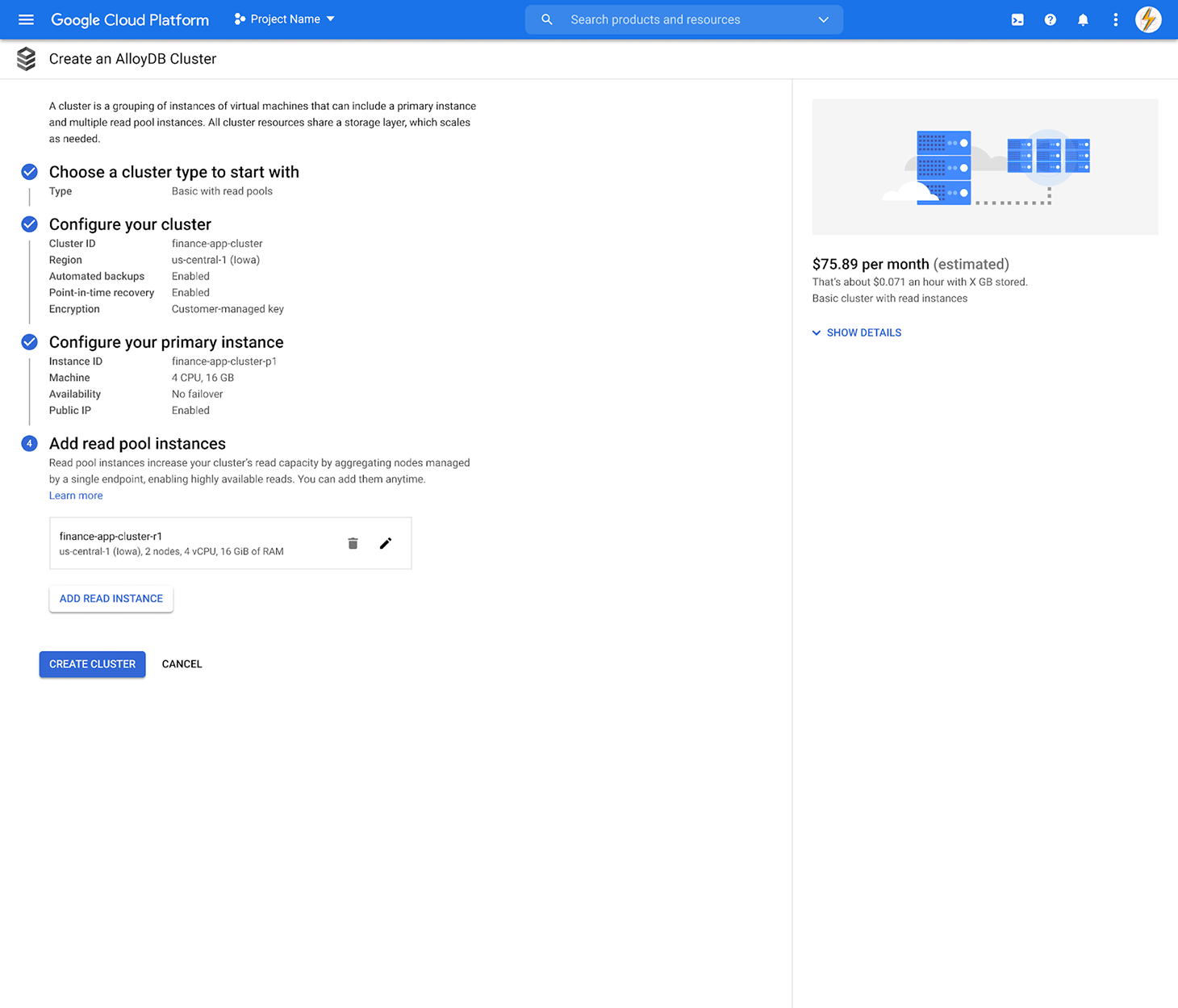 Cluster creation — step 04