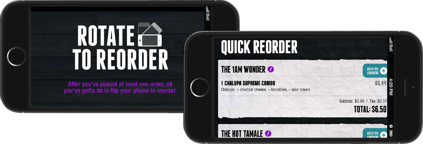 Rotate to Reorder — landscape mode with saved orders
